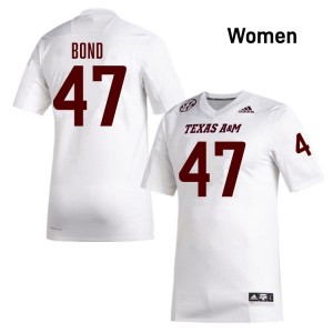 Women Randy Bond White Texas A&M Aggies #47 College Football Replica Jerseys 114429-261
