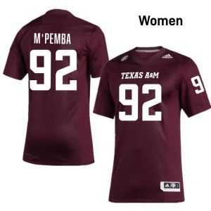 Women Sam M'Pemba Maroon Texas A&M Aggies #92 College Football 2025-26 Jersey 653534-463
