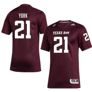 Men's Taurean York Maroon Texas A&M Aggies #21 College Football Stitched Jerseys 718310-444