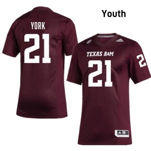 Youth Taurean York Maroon Texas A&M Aggies #21 College Football 2025-26 Jerseys 508782-286