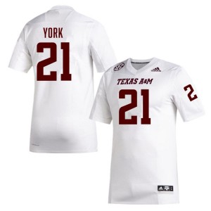 Men Taurean York White Texas A&M Aggies #21 College Football Embroidery Jerseys 891403-616