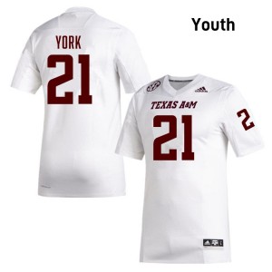 Youth Taurean York White Texas A&M Aggies #21 College Football High School Jerseys 647147-271