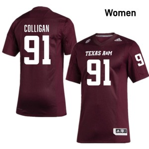 Womens Tommy Colligan Maroon Texas A&M Aggies #91 College Football Replica Jersey 301278-786