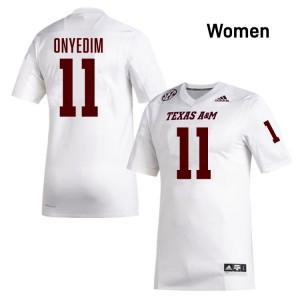 Womens Tyler Onyedim White Texas A&M Aggies #11 College Football Stitched Jerseys 760050-355
