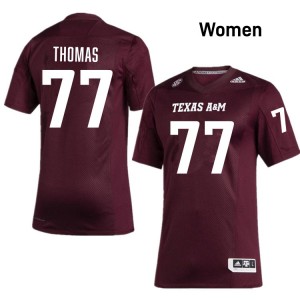 Women's Tyler Thomas Maroon Texas A&M Aggies #77 College Football University Jersey 218932-135