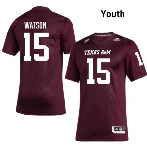 Youth Wesley Watson Maroon Texas A&M Aggies #15 College Football University Jerseys 503184-413