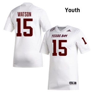 Youth Wesley Watson White Texas A&M Aggies #15 College Football Stitched Jerseys 774188-244