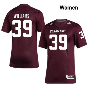 Women Whitaker Williams Maroon Texas A&M Aggies #39 College Football Stitched Jersey 866489-910