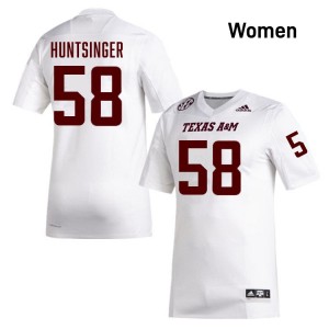 Women William Huntsinger White Texas A&M Aggies #58 College Football NCAA Jersey 414786-868