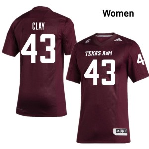 Women Zachary Clay Maroon Texas A&M Aggies #43 College Football Official Jersey 149587-218