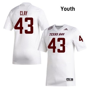 Youth Zachary Clay White Texas A&M Aggies #43 College Football Stitched Jersey 549882-266